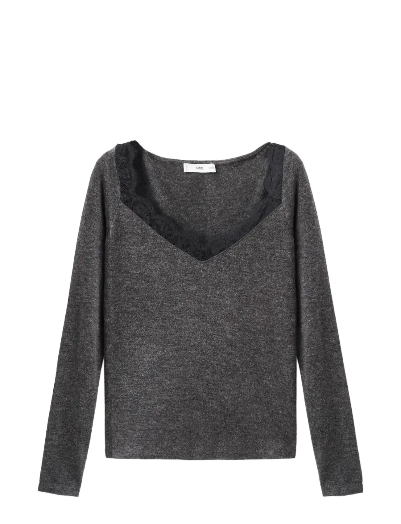 MANGO Strickjacke-Trimmed Scoop-Neck Oberteil Grau - S - Damen