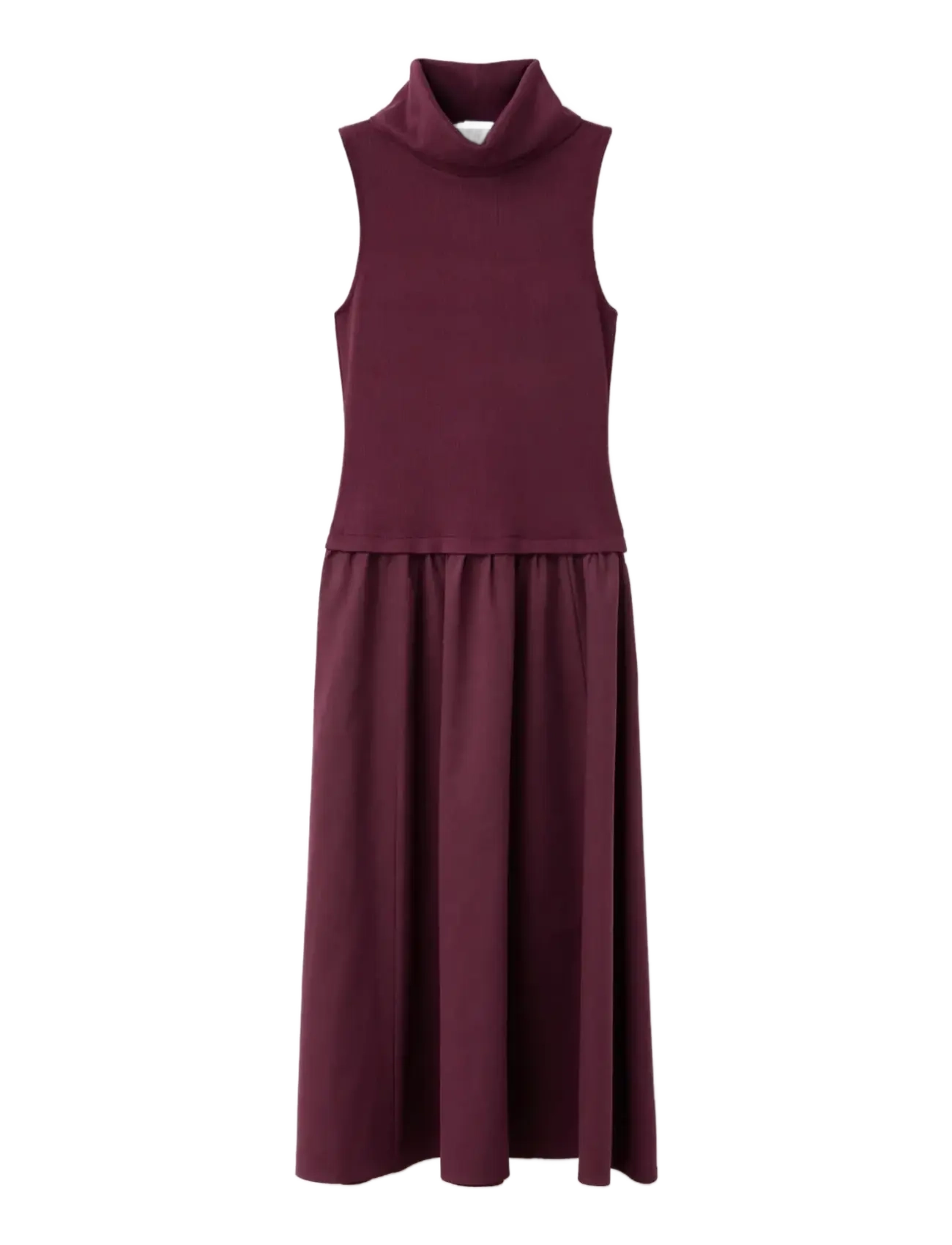 MANGO Kleid With Combined Funnel Neck Burgundy - L - Damen