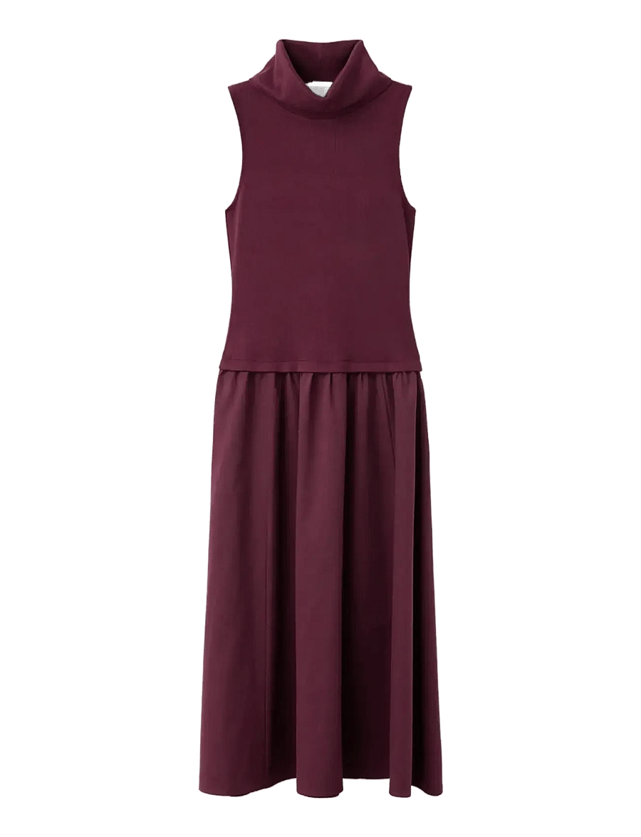 Mango - Dress with combined funnel neck - aftenkjoler - dark red - 1