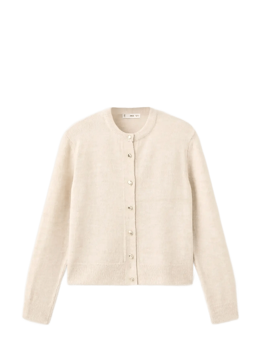 Mango - Knitted button cardigan - koftor - light beige - 1