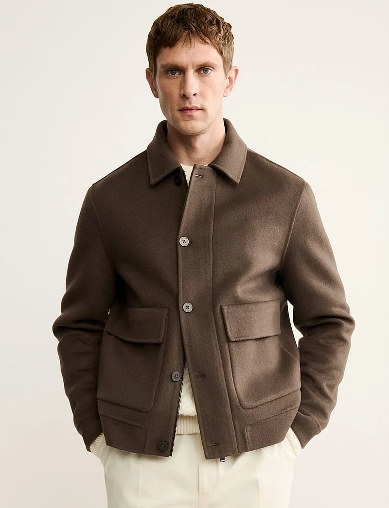 Mango - Handmade wool jacket with pockets - vinterjackor - dark brown - 0