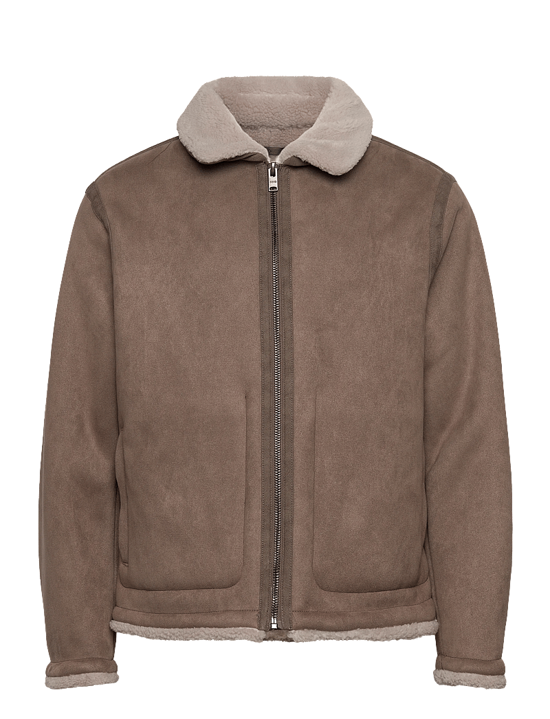 Mango - Double face jacket with sheepskin details - efterårsjakker - medium brown - 0