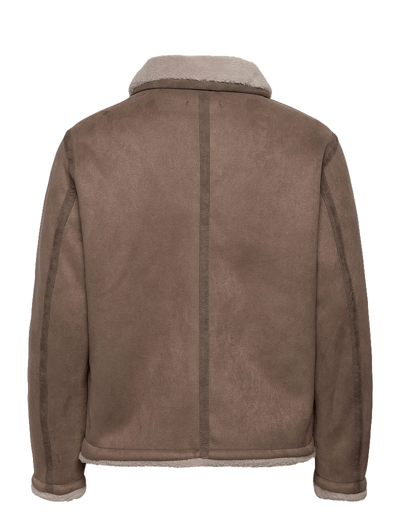 Mango - Double face jacket with sheepskin details - efterårsjakker - medium brown - 1
