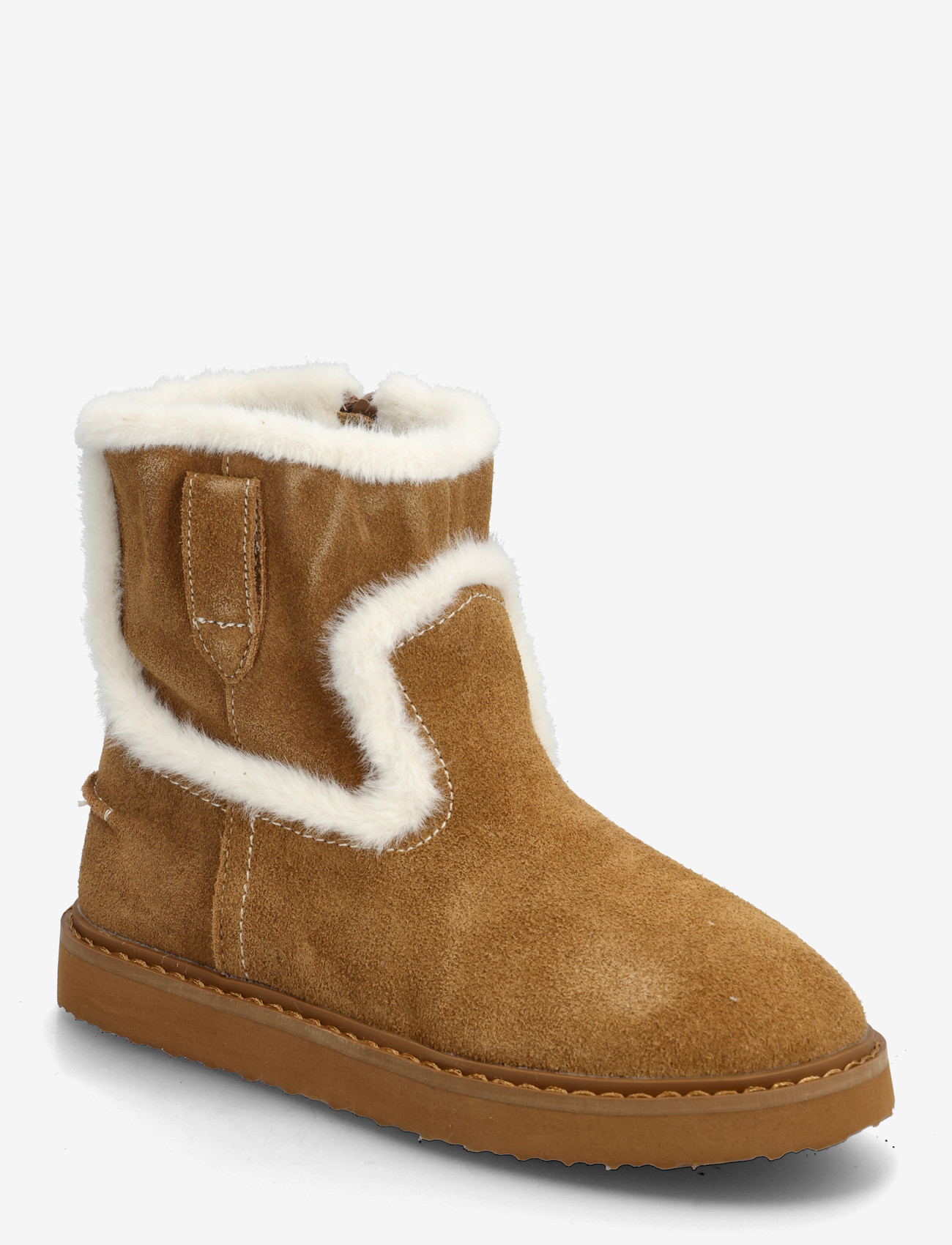 Mango - Fur-effect suede ankle boots - efterårssko - medium brown - 0