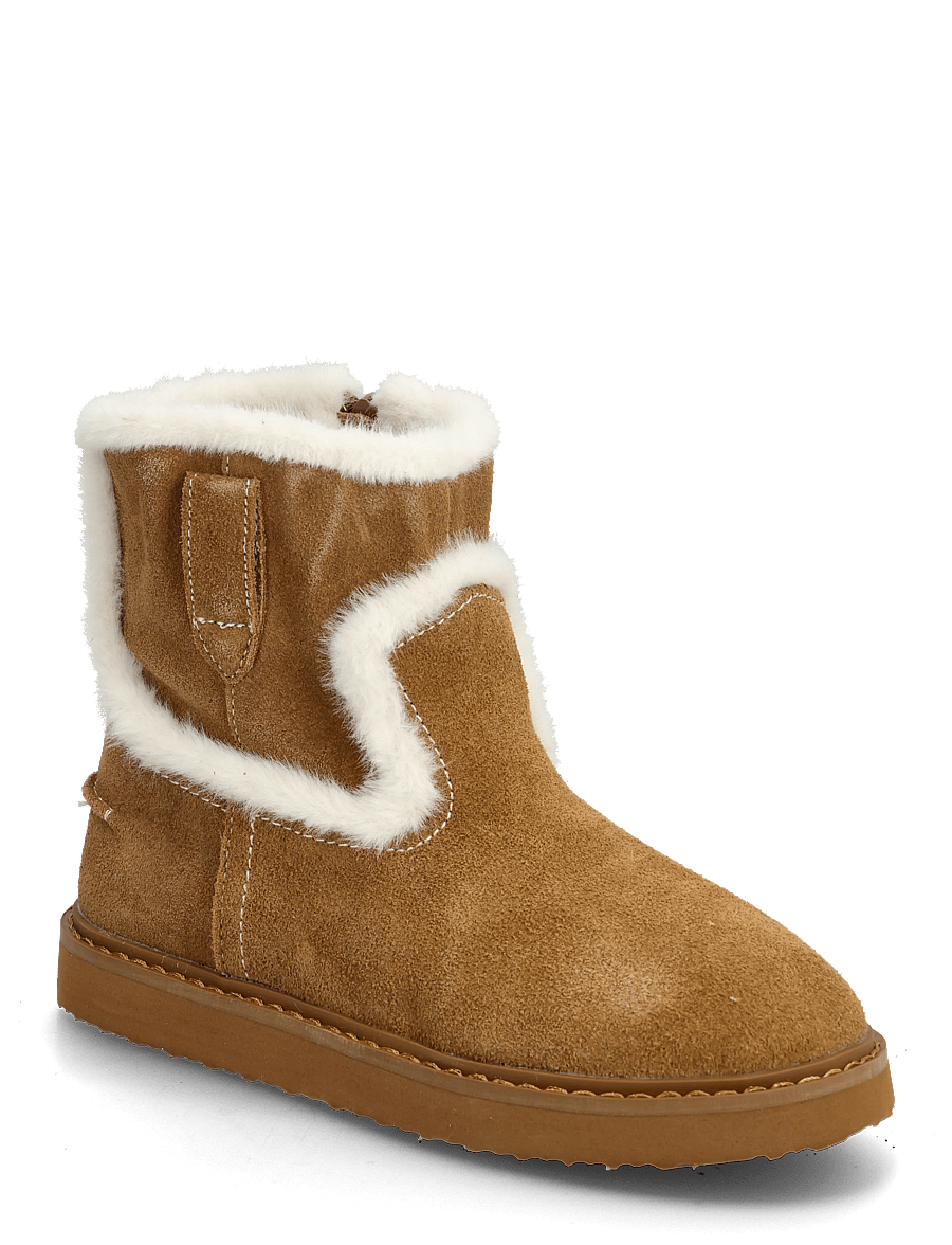 Mango - Fur-effect suede ankle boots - vinterstövlar - medium brown - 0