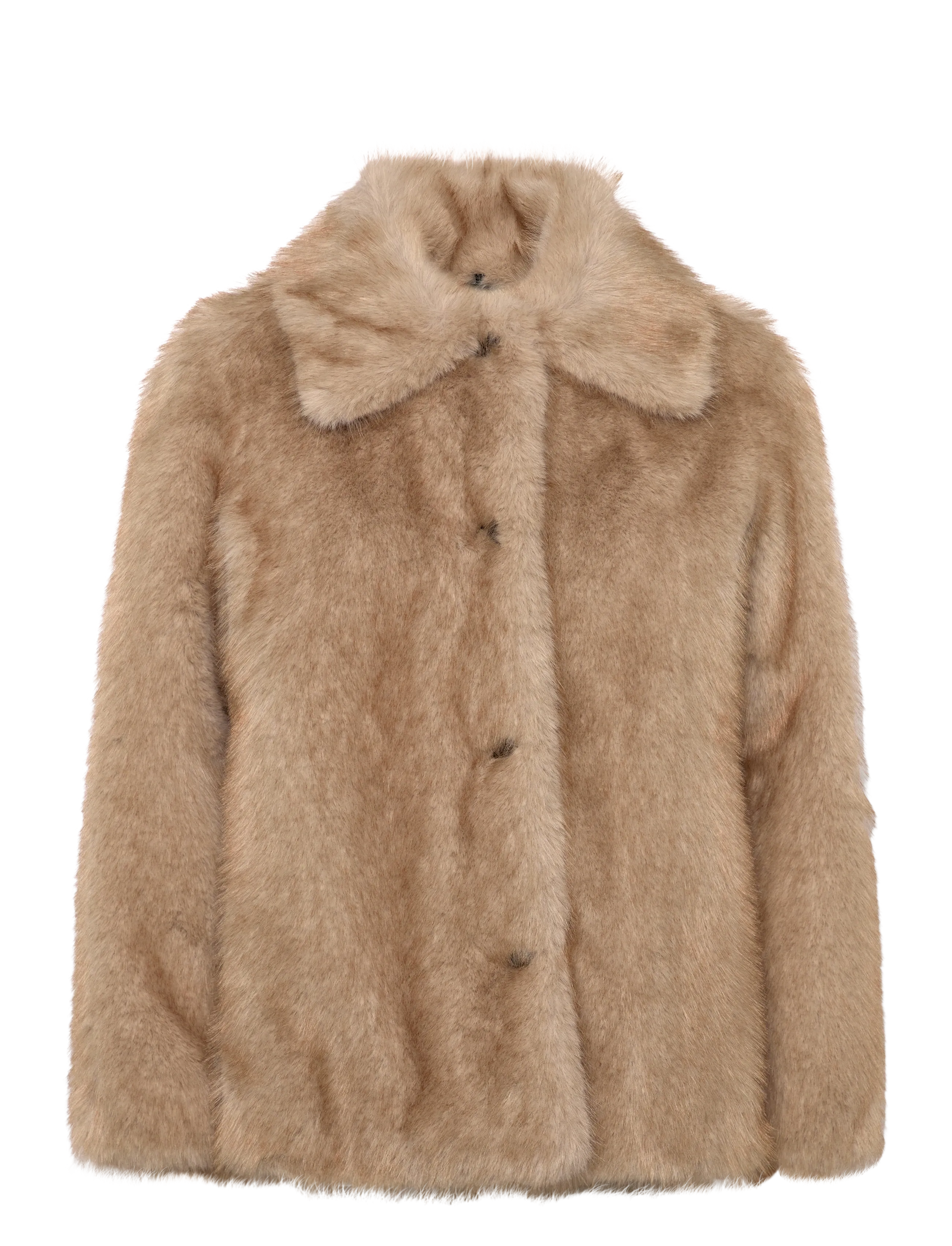 MANGO Faux-Pelz Mantel With Buttons Beige - S - Damen