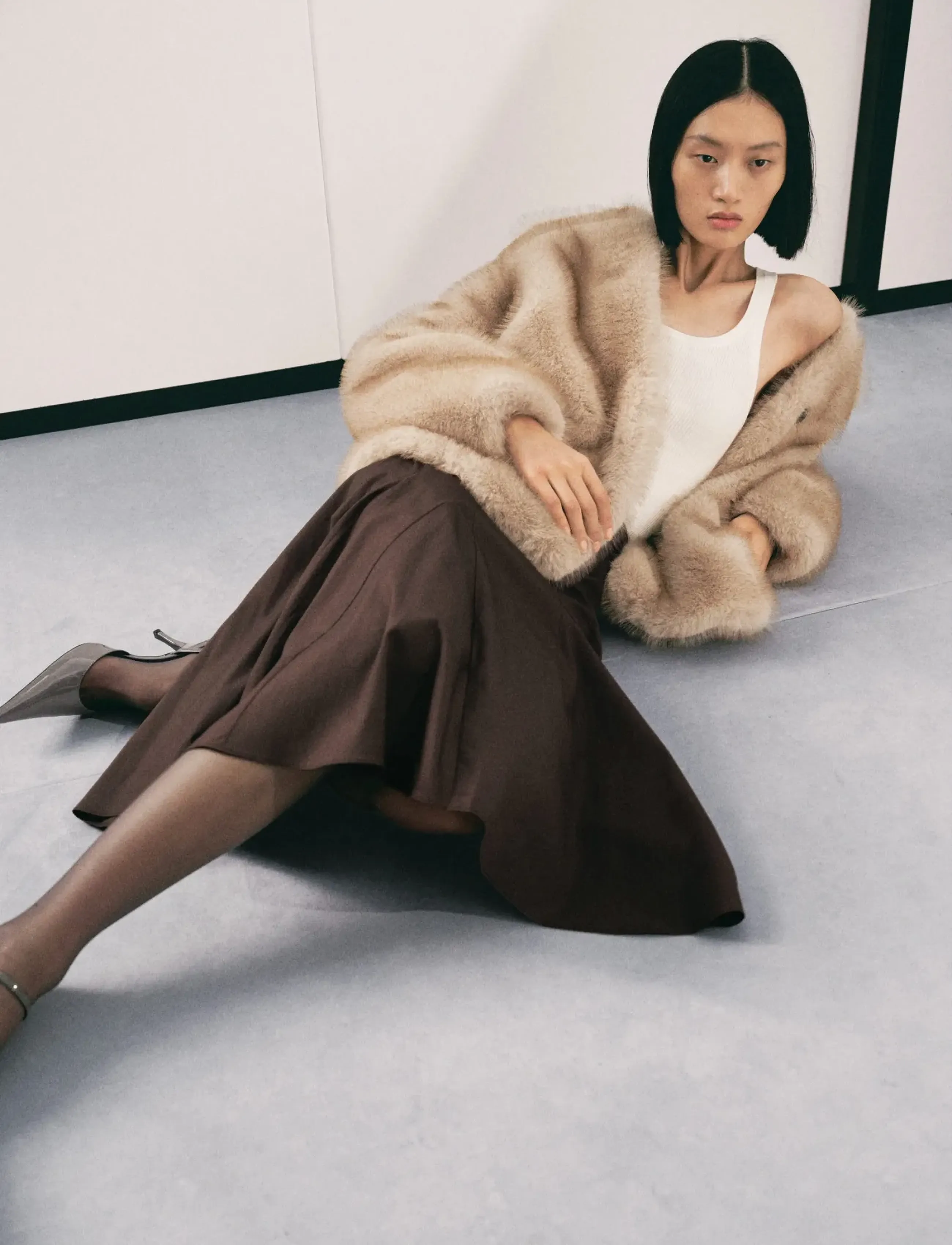 Mango Faux-fur coat with buttons - Mango - LIGHT BEIGE / beige