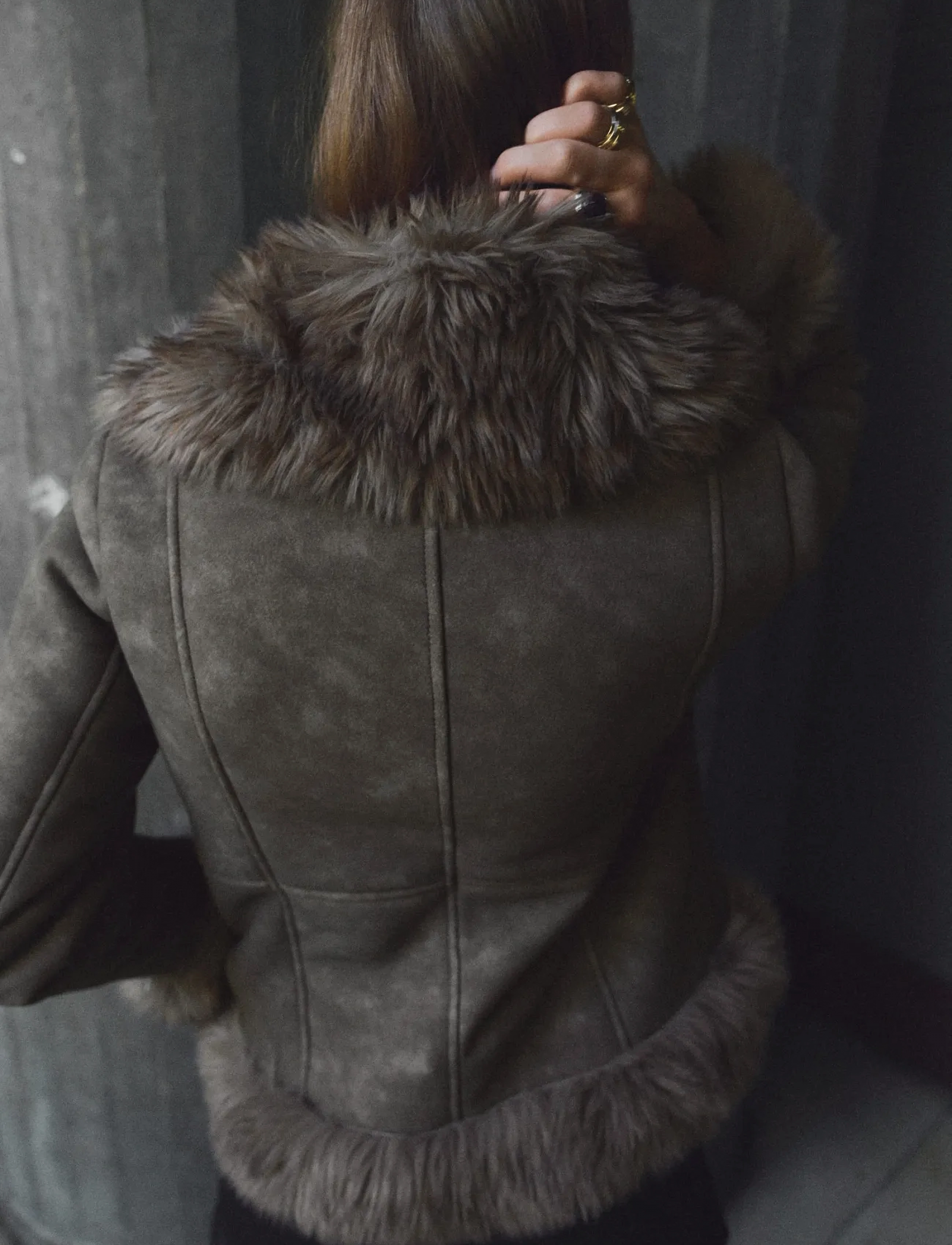 Mango - Suede-effect faux-fur jacket - grey - 2