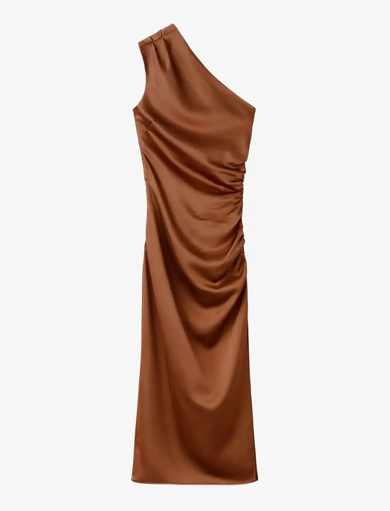 Mango - Asymmetrical satin dress - aftonklänningar - rust - copper - 1