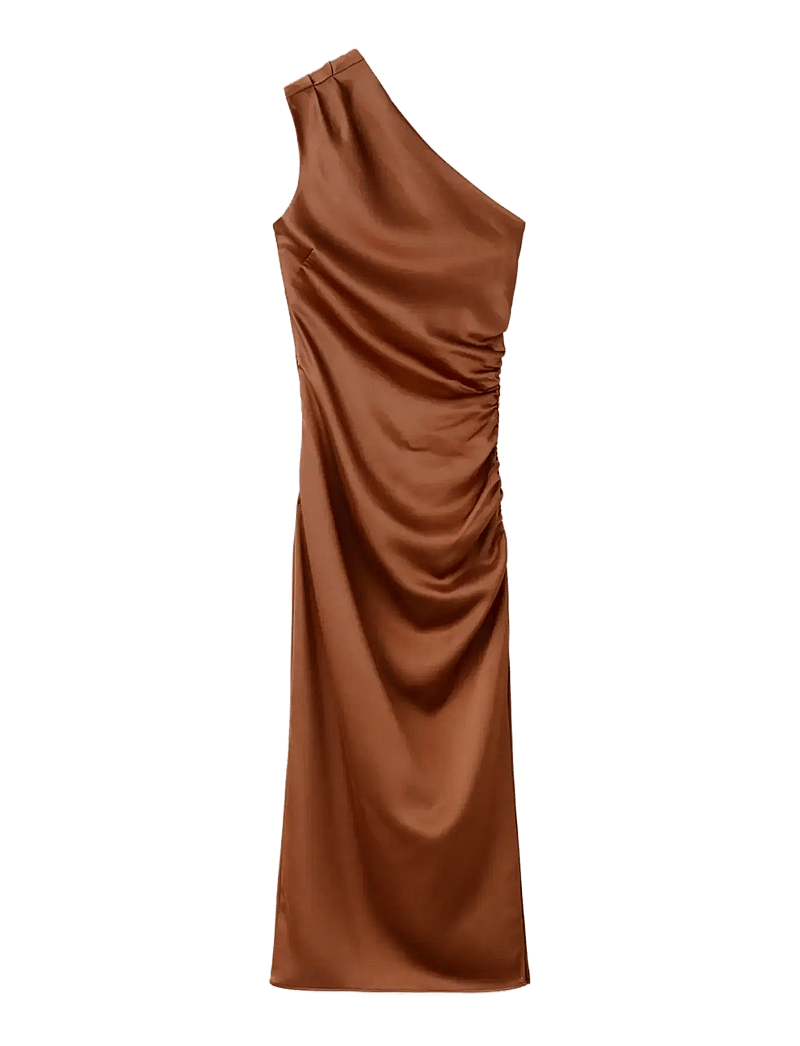 Mango - Asymmetrical satin dress - aftonklänningar - rust - copper - 1