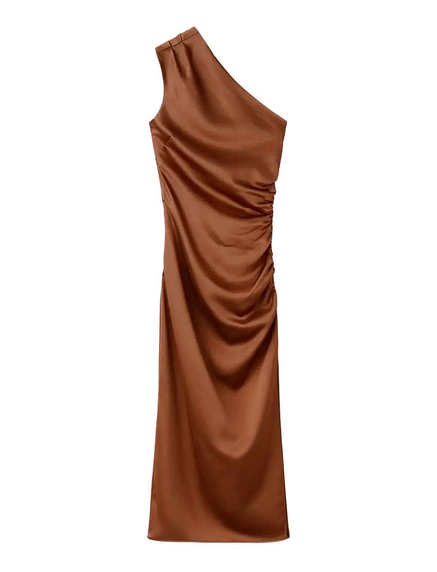 Mango - Asymmetrical satin dress - aftonklänningar - rust - copper - 1