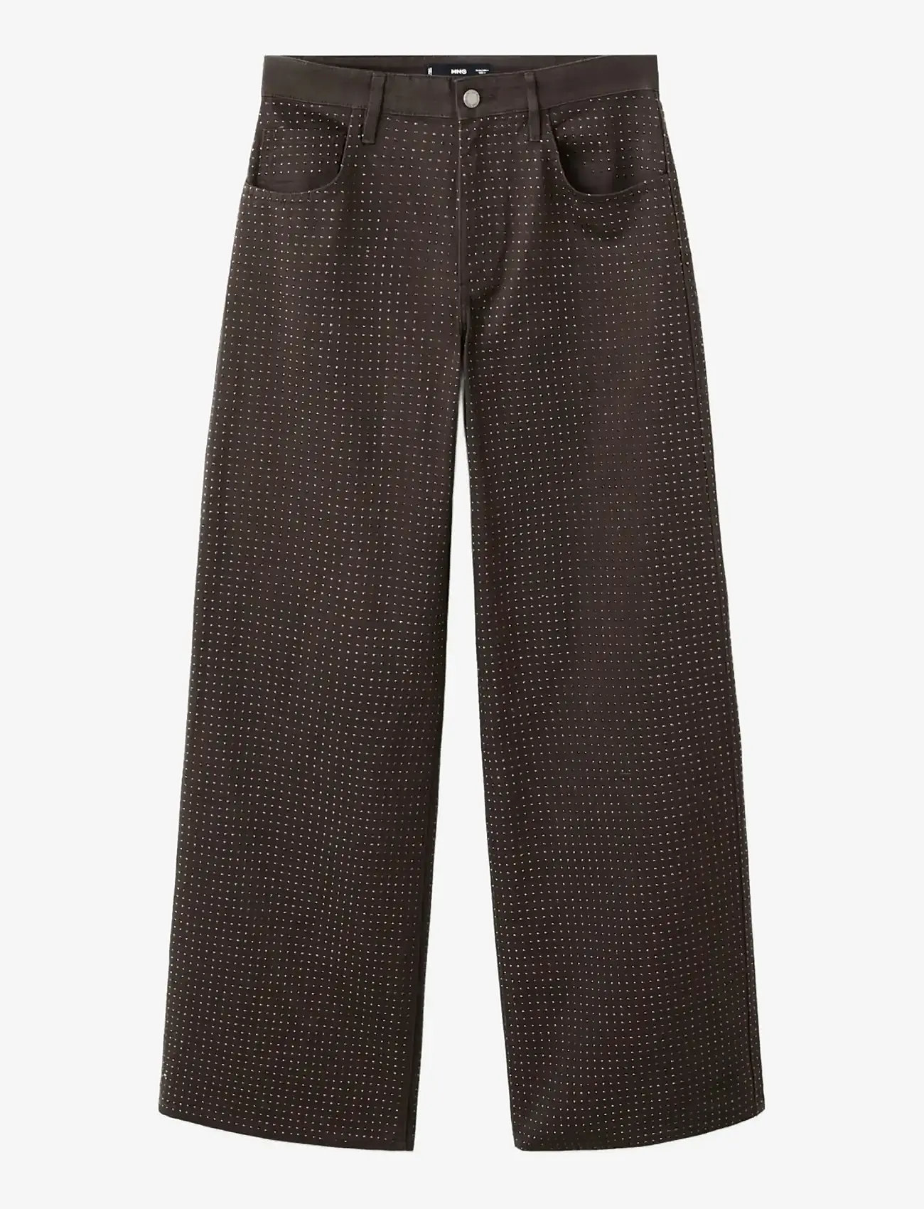 Mango - Wide leg jeans with rhinestones - festmode zu outlet-preisen - dark brown - 1