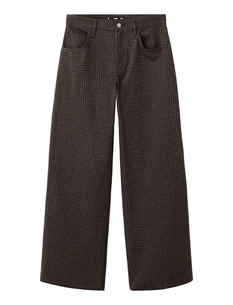 Mango - Wide leg jeans with rhinestones - bukser med brede ben - dark brown - 1