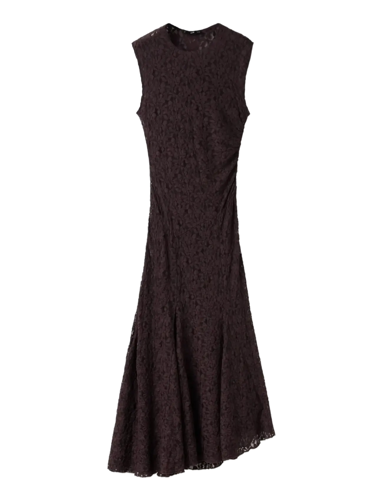 Mango Asymmetric lace dress - Festkjoler - BROWN / brown