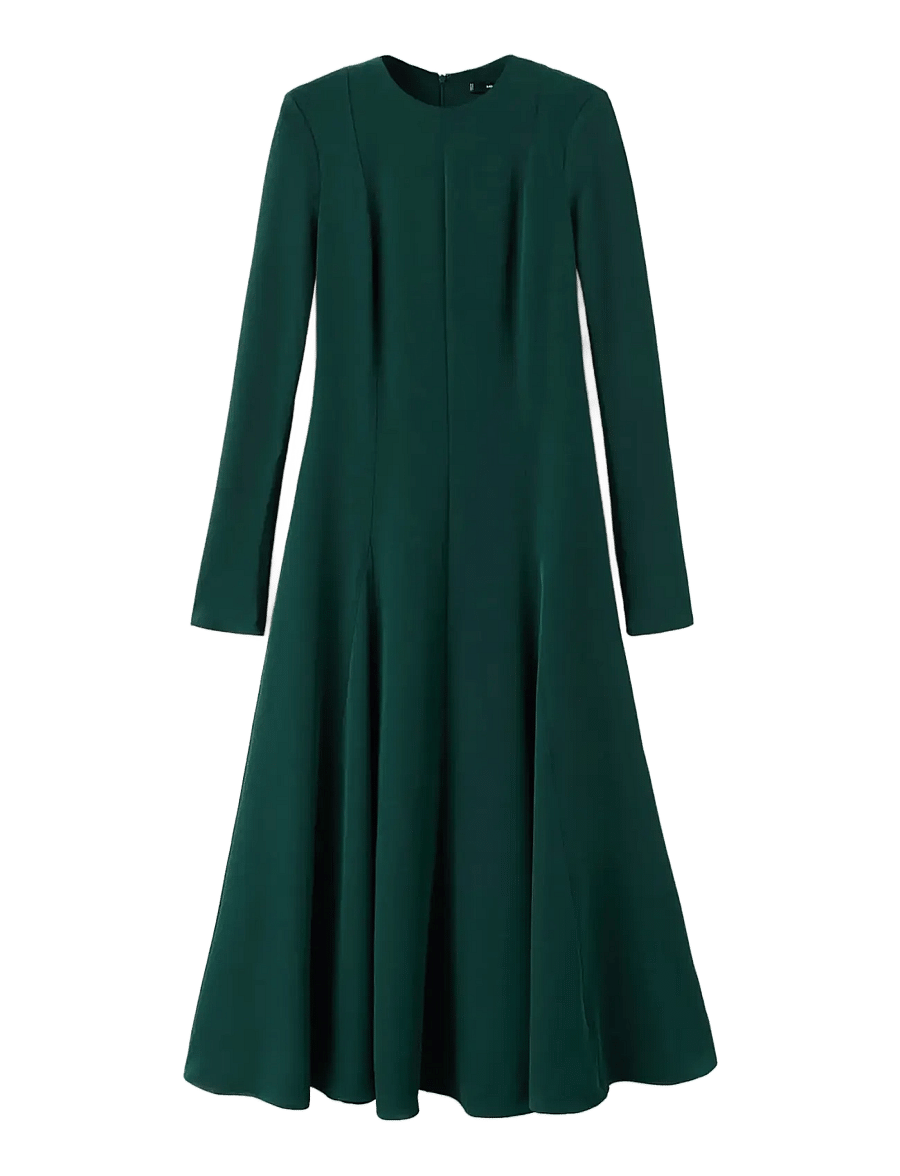 Mango - A-line dress with godets - midi kjoler - green - 1