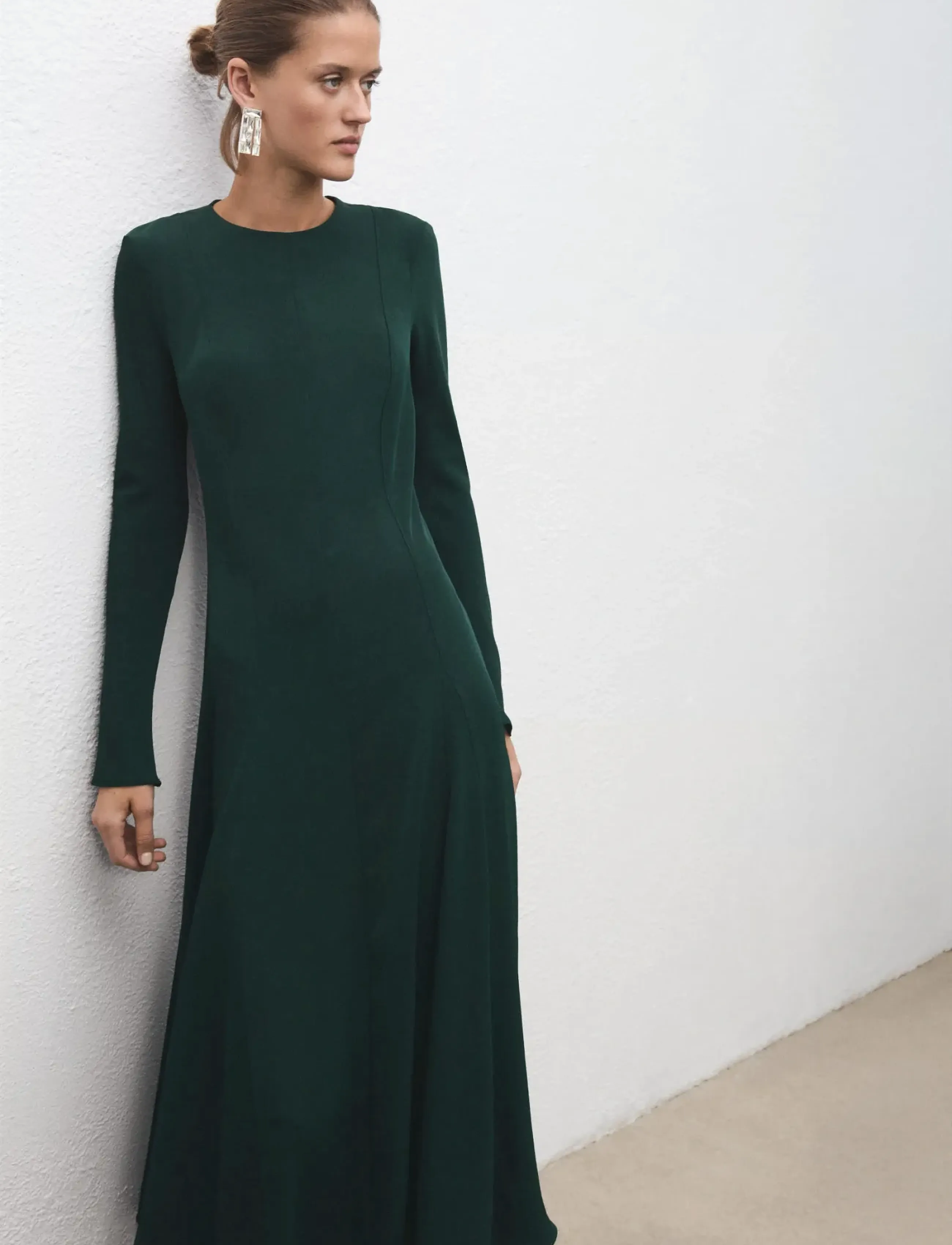 Mango A-Line Dress With Godets, XS, Green, Kjoler > Knælange Og Midi, Dame