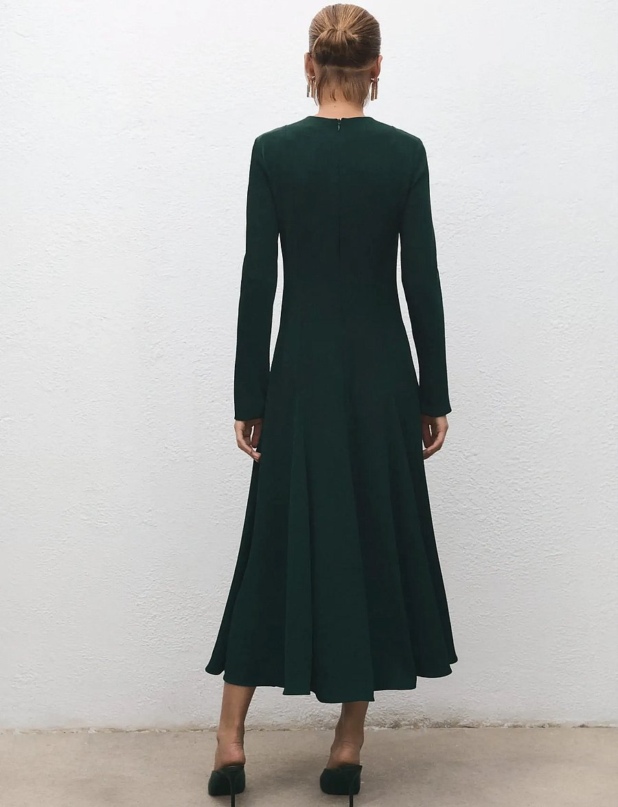 Mango - A-line dress with godets - midi kjoler - green - 2