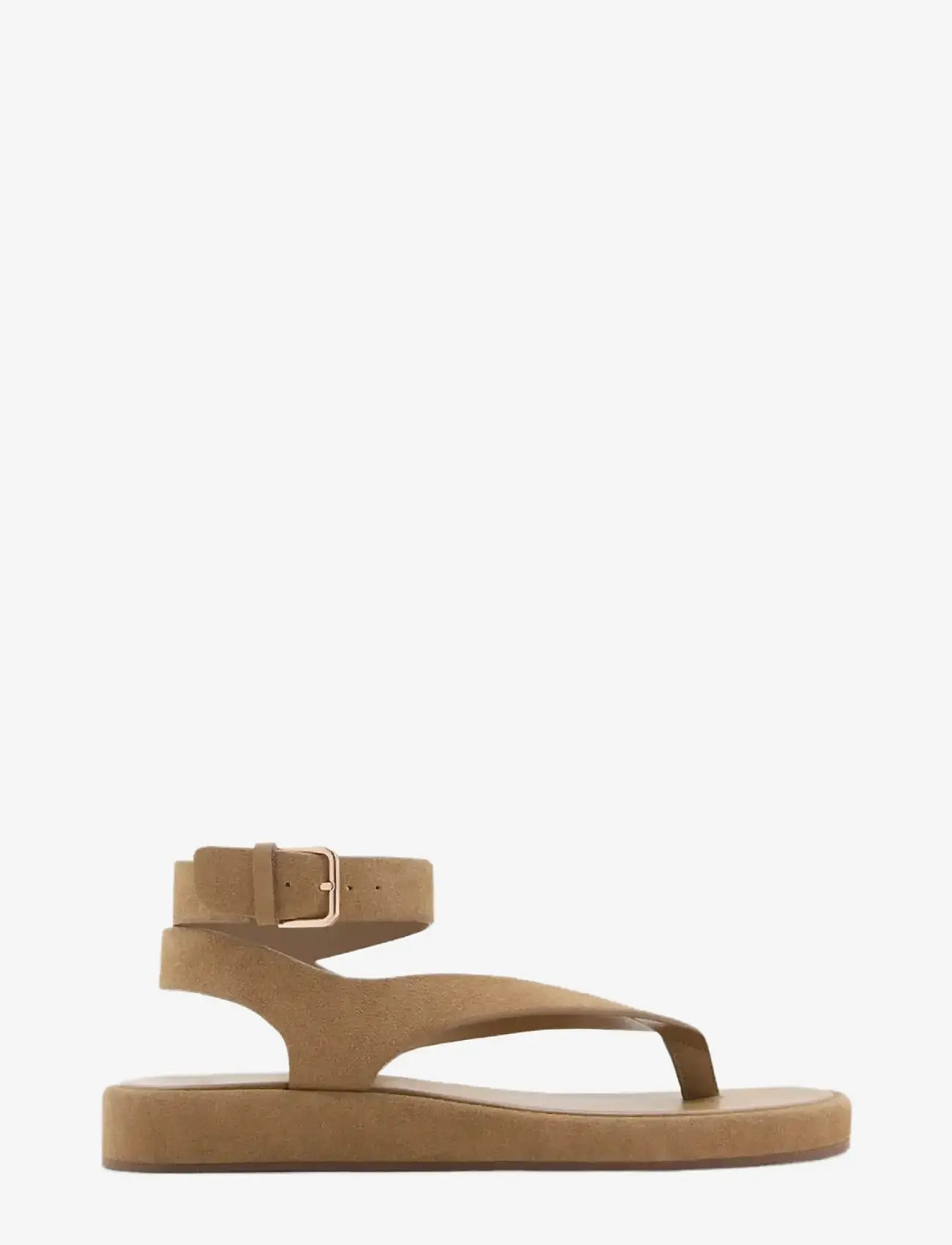 Mango - Split leather sandals with buckle - flache sandalen - lt pastel brown - 0