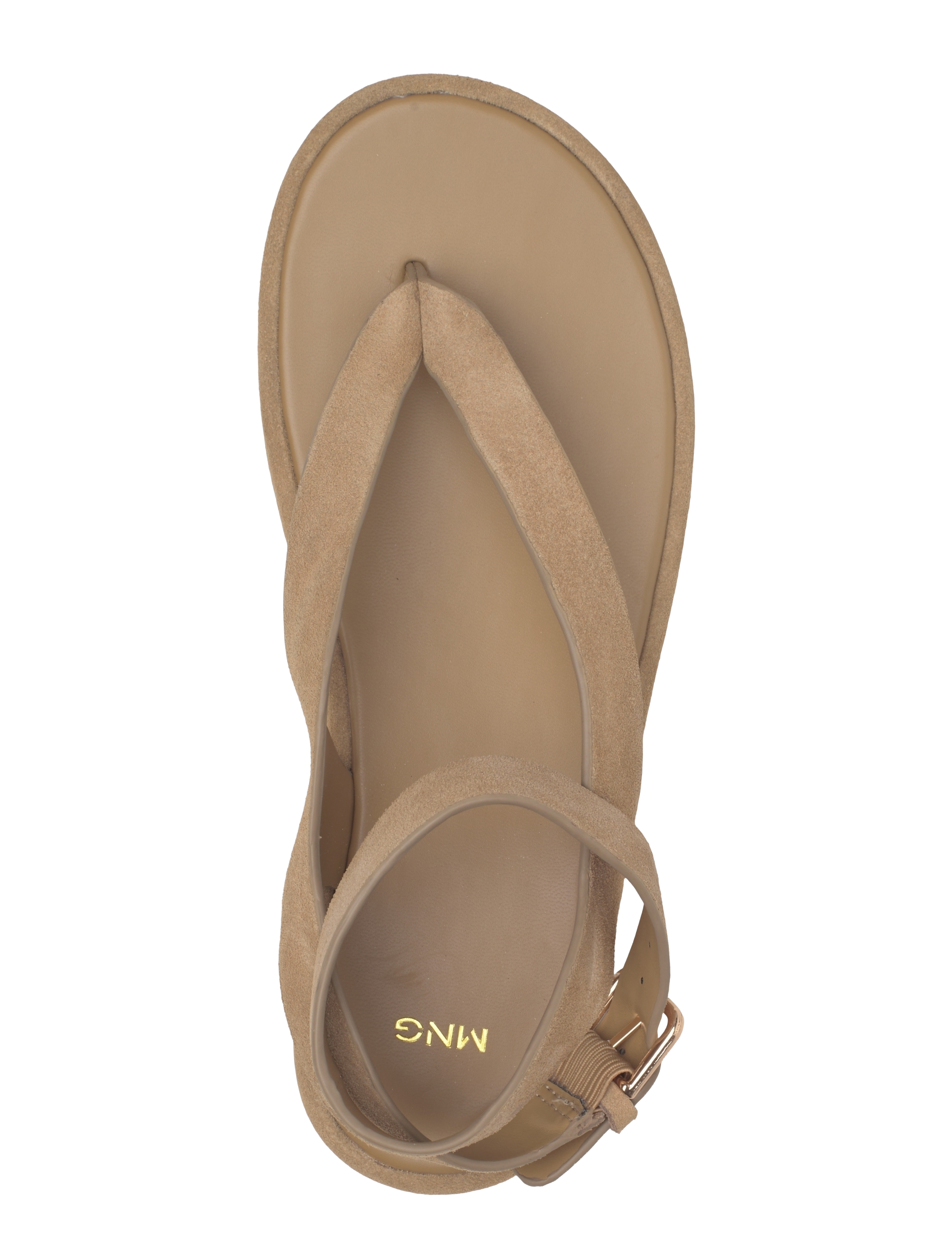 Mango - Split leather sandals with buckle - lt pastel brown - 4