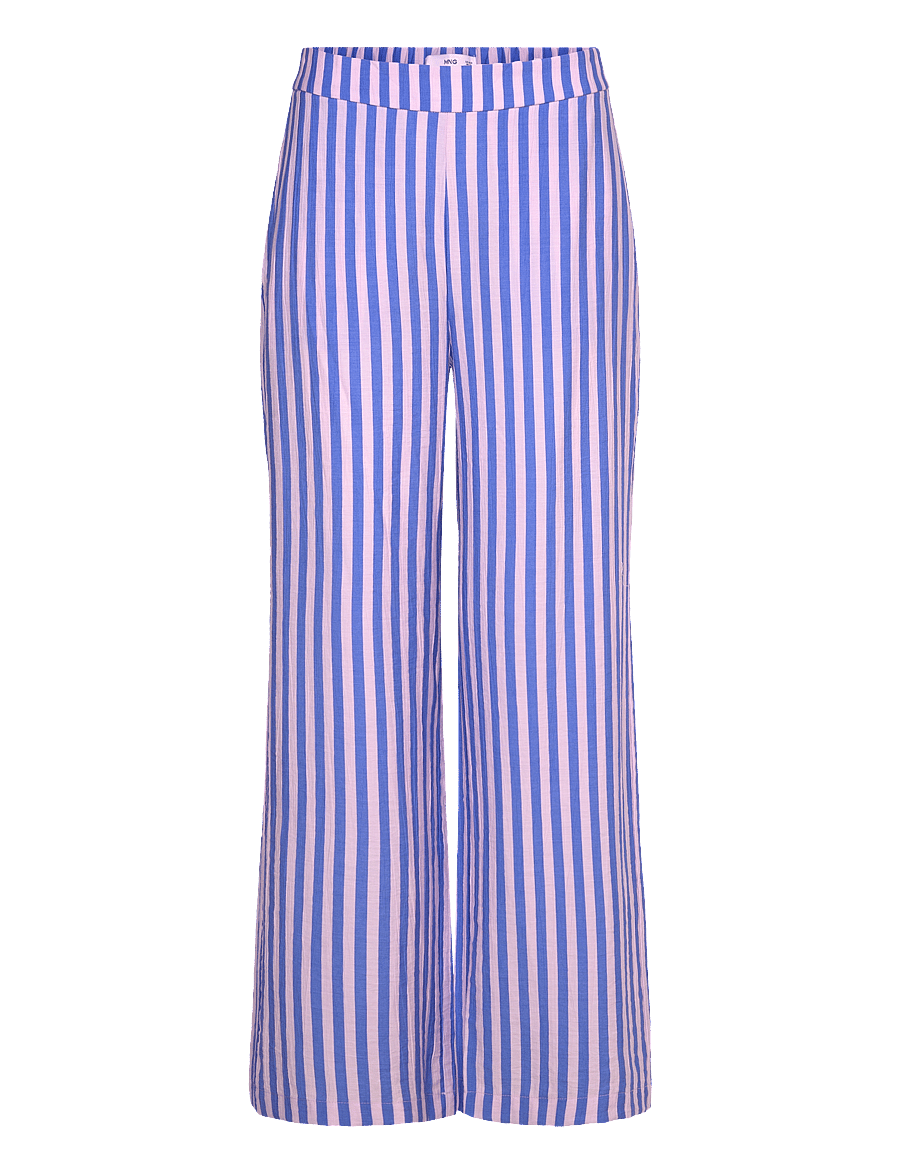 Mango - Stripe-print straight trousers - bukser med lige ben - medium blue - 1