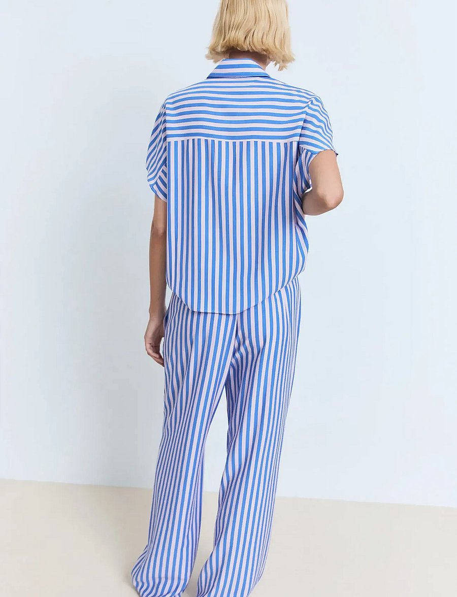 Mango - Stripe-print straight trousers - bukser med lige ben - medium blue - 3