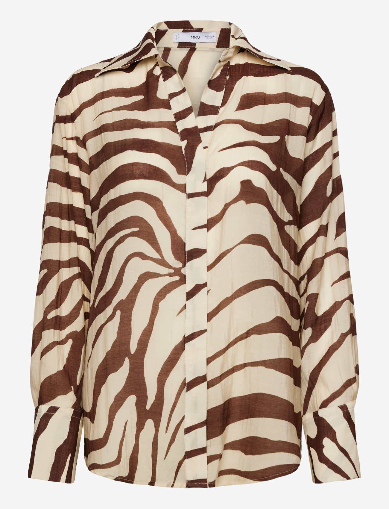 Mango - Flowy zebra printed shirt - light beige - 1
