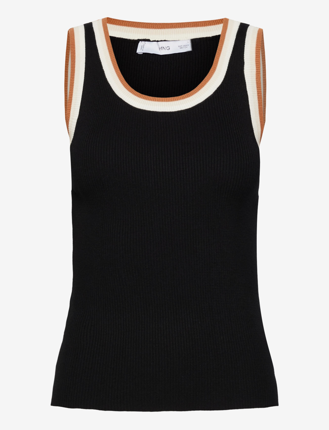 Mango - Knitted top with contrast details - die niedrigsten preise - black - 0