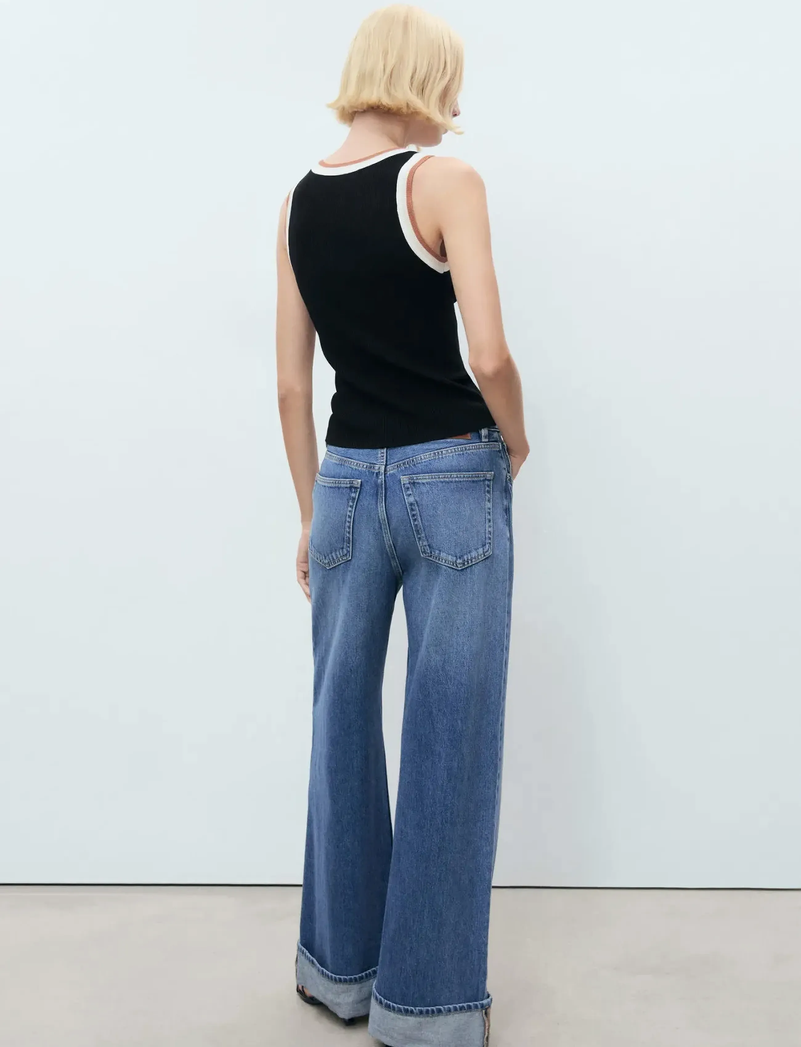 Mango - Knitted top with contrast details - black - 3