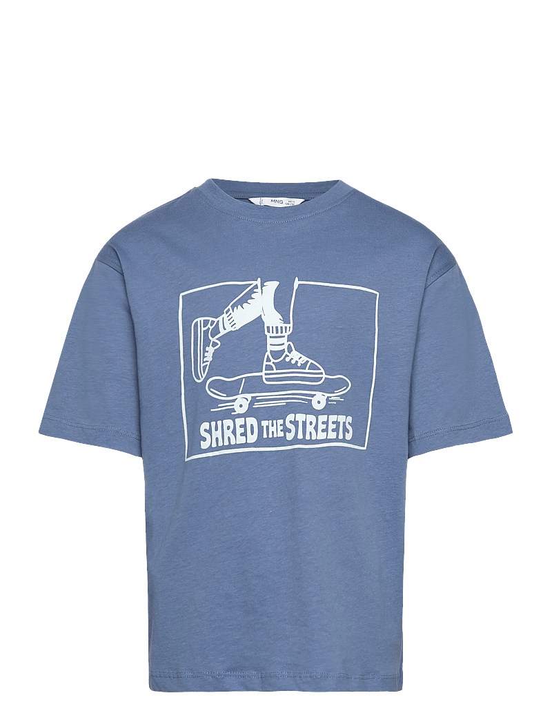 Mango - Short-sleeved printed t-shirt - kortærmede t-shirts - medium blue - 0