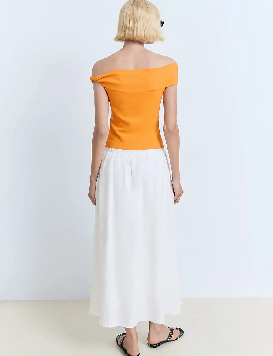Mango - Asymmetrical strapless top - tanktops - orange - 3