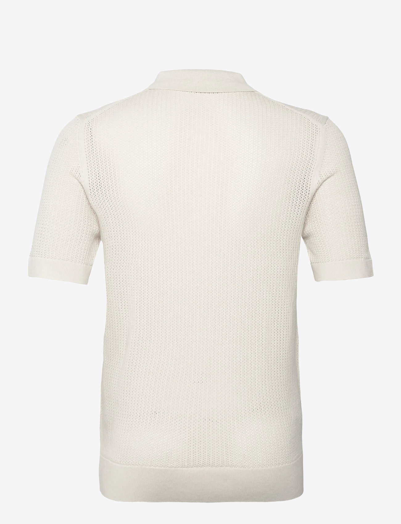 Mango - Openwork knitted cotton polo shirt - natural white - 2