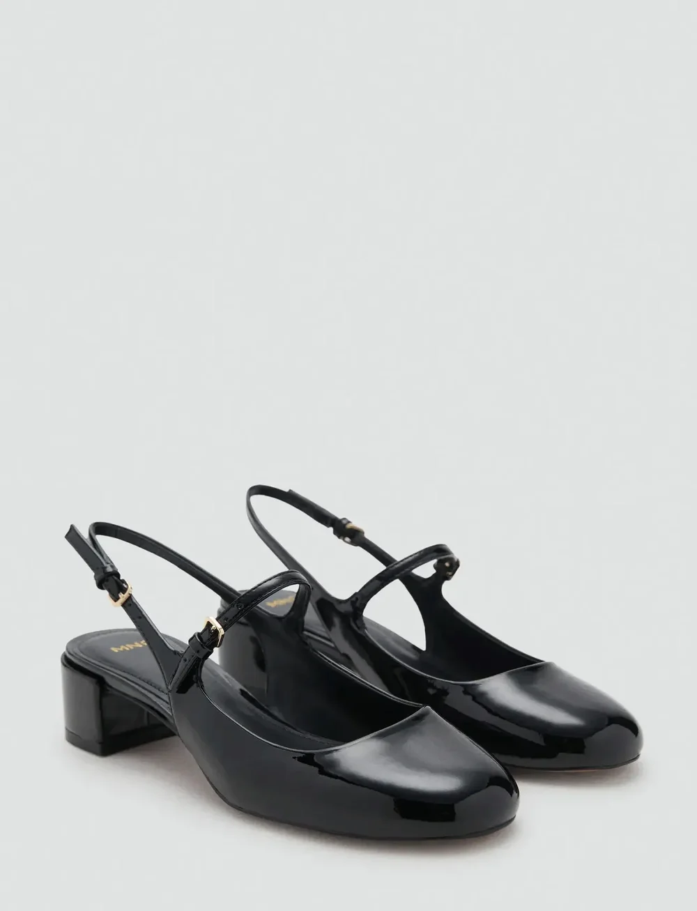 Mango - Patent leather block heel shoe - högklackade slingbacks - black - 0