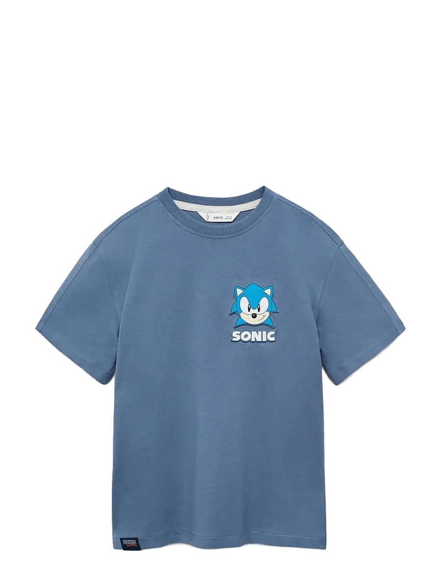 Mango - Embossed Sonic t-shirt - kortermede t-skjorter - medium blue - 0