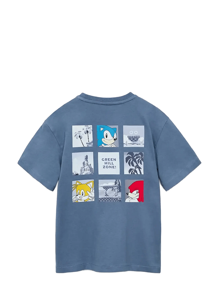 Mango - Embossed Sonic t-shirt - kortermede t-skjorter - medium blue - 1