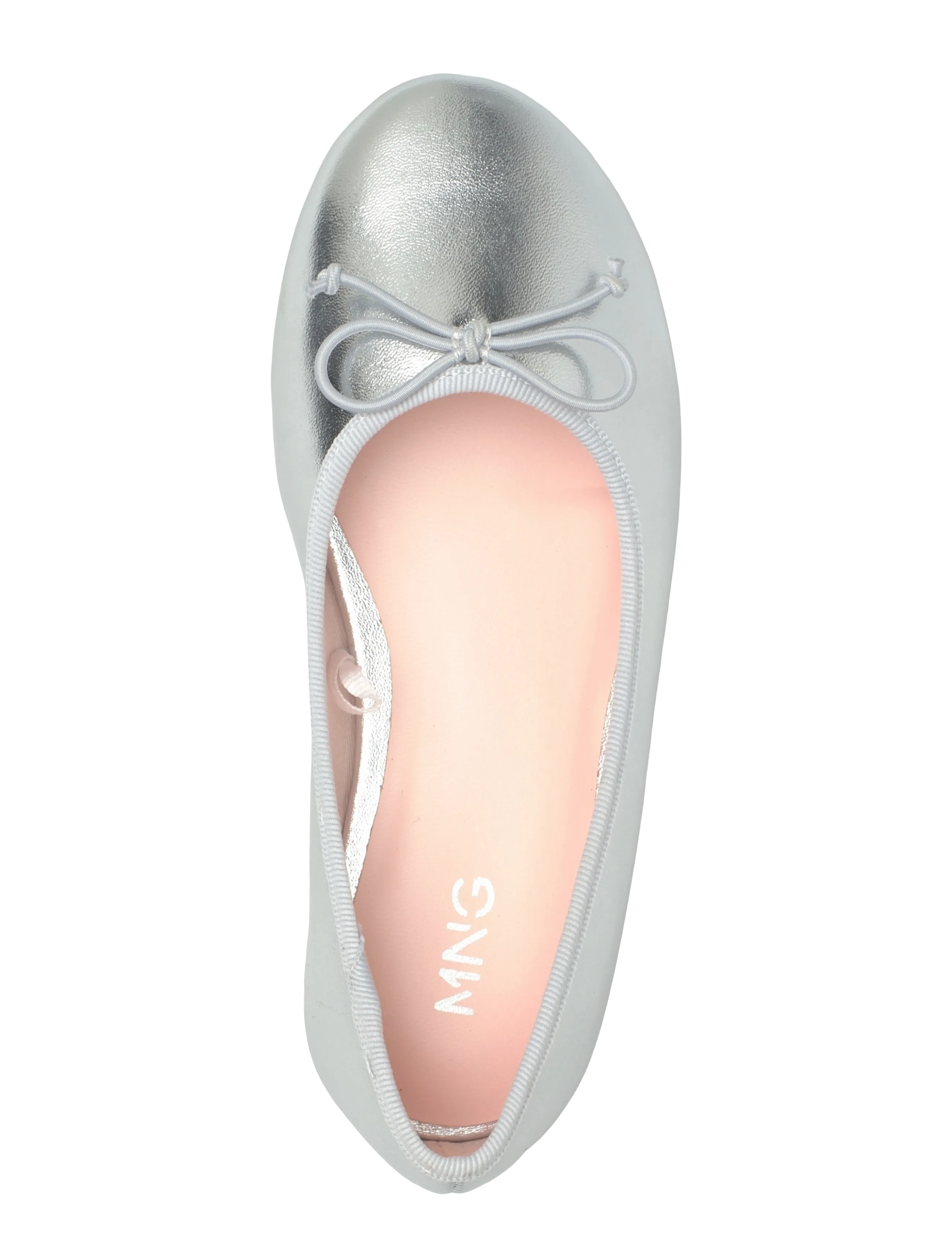 Mango - Metallic ballet flats with bow - silver - 3