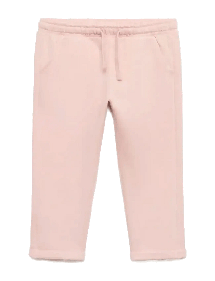 Mango - Cotton drawstring joggers - sweatpants - pink - 0