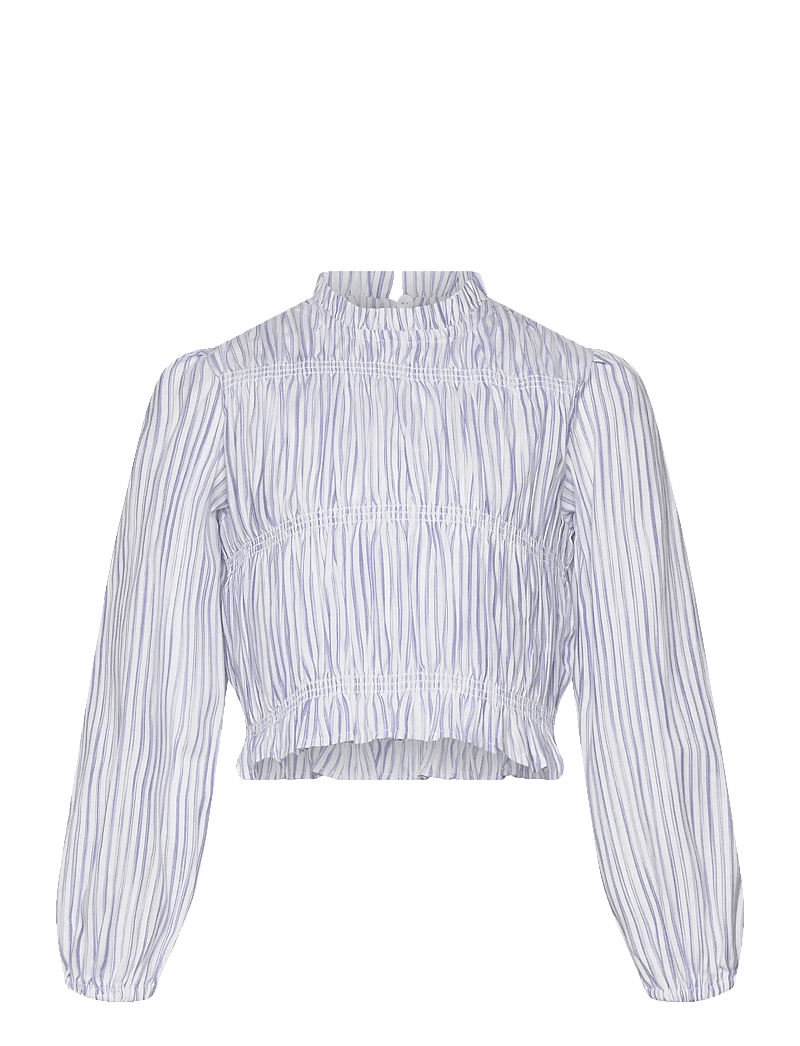 Mango - Striped cotton blouse - blusar & tunikor - medium blue - 0