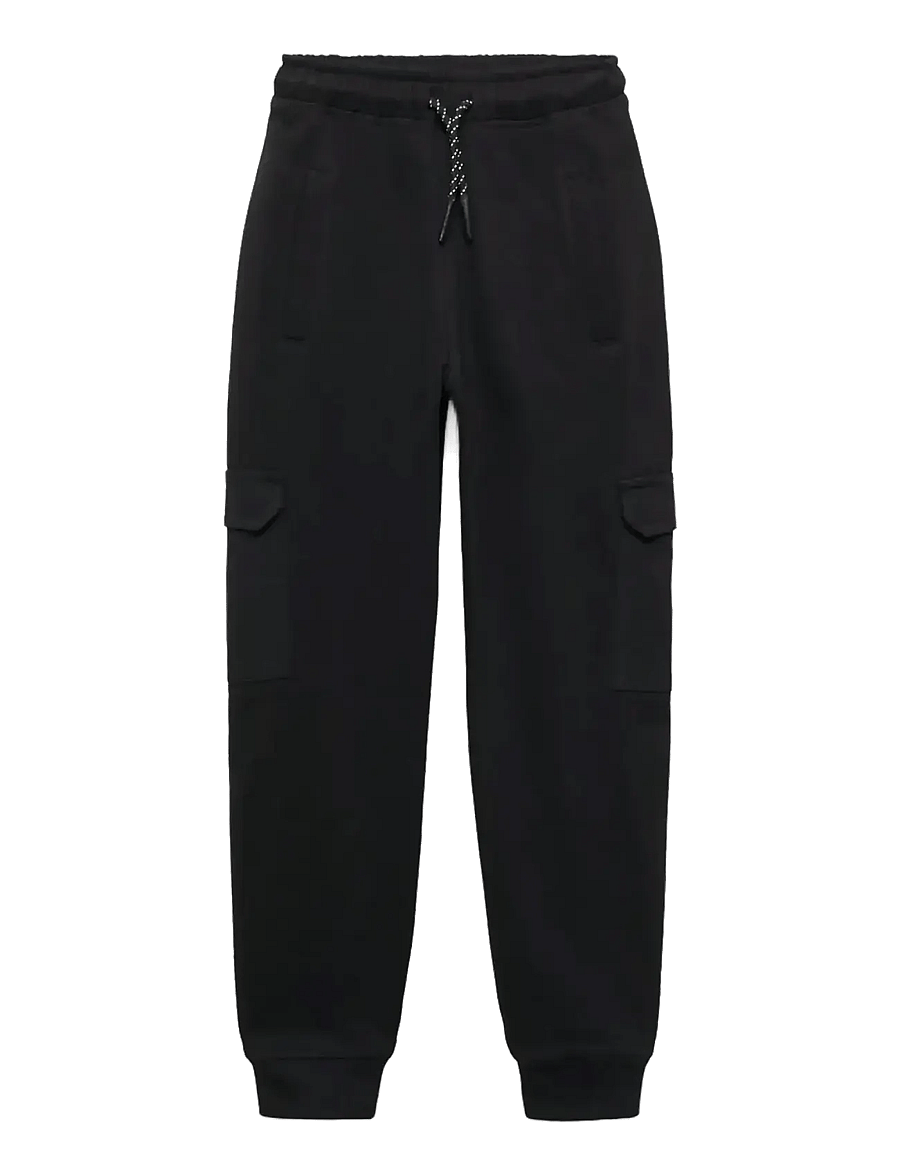 Mango - Cargo joggers with drawstring - cargobyxor - black - 0