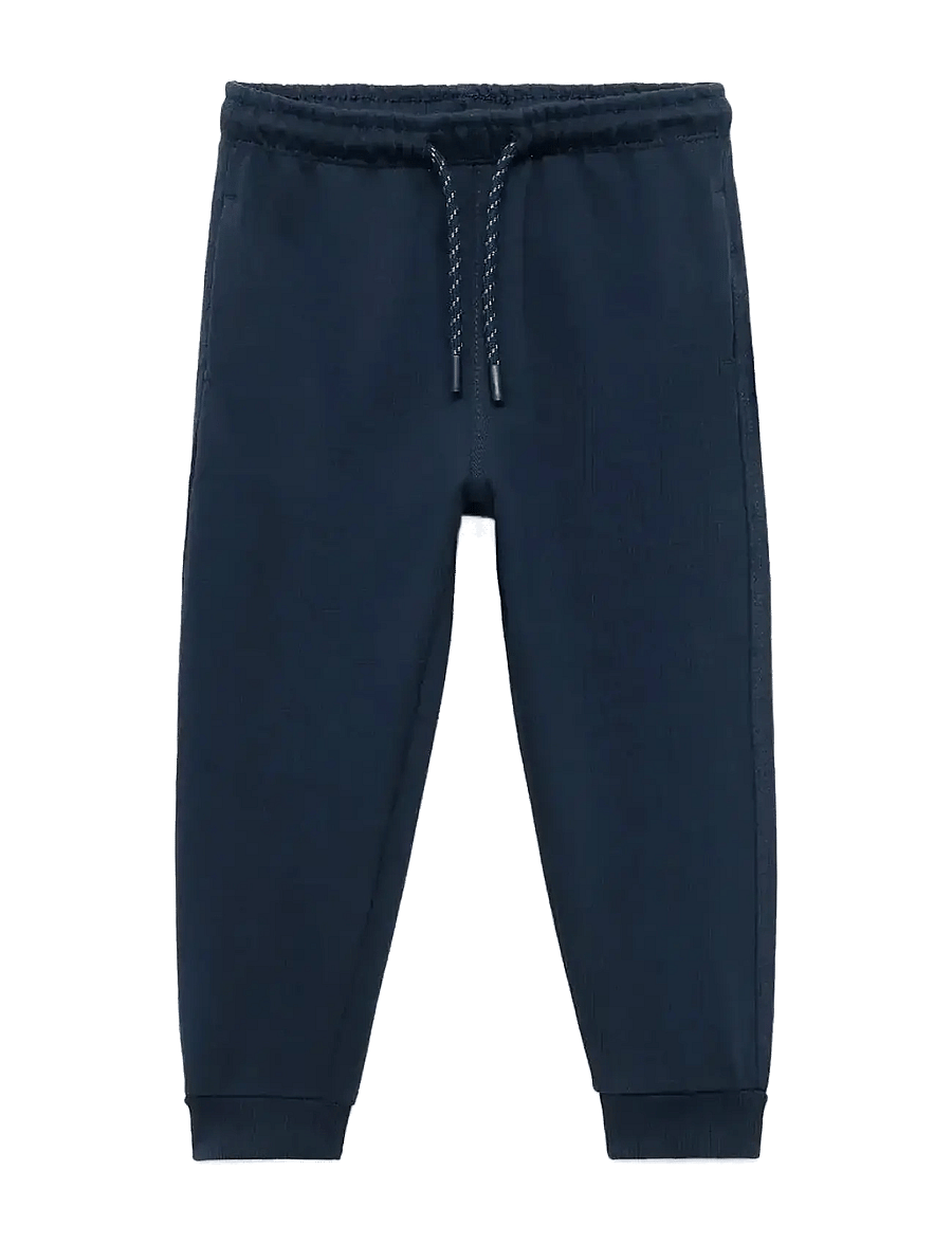 Mango - Cotton jogger-style trousers - mjukisbyxor - navy - 0