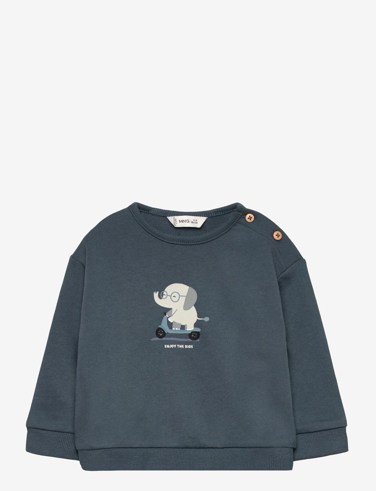 Mango - Printed cotton sweatshirt - medium blue - 0