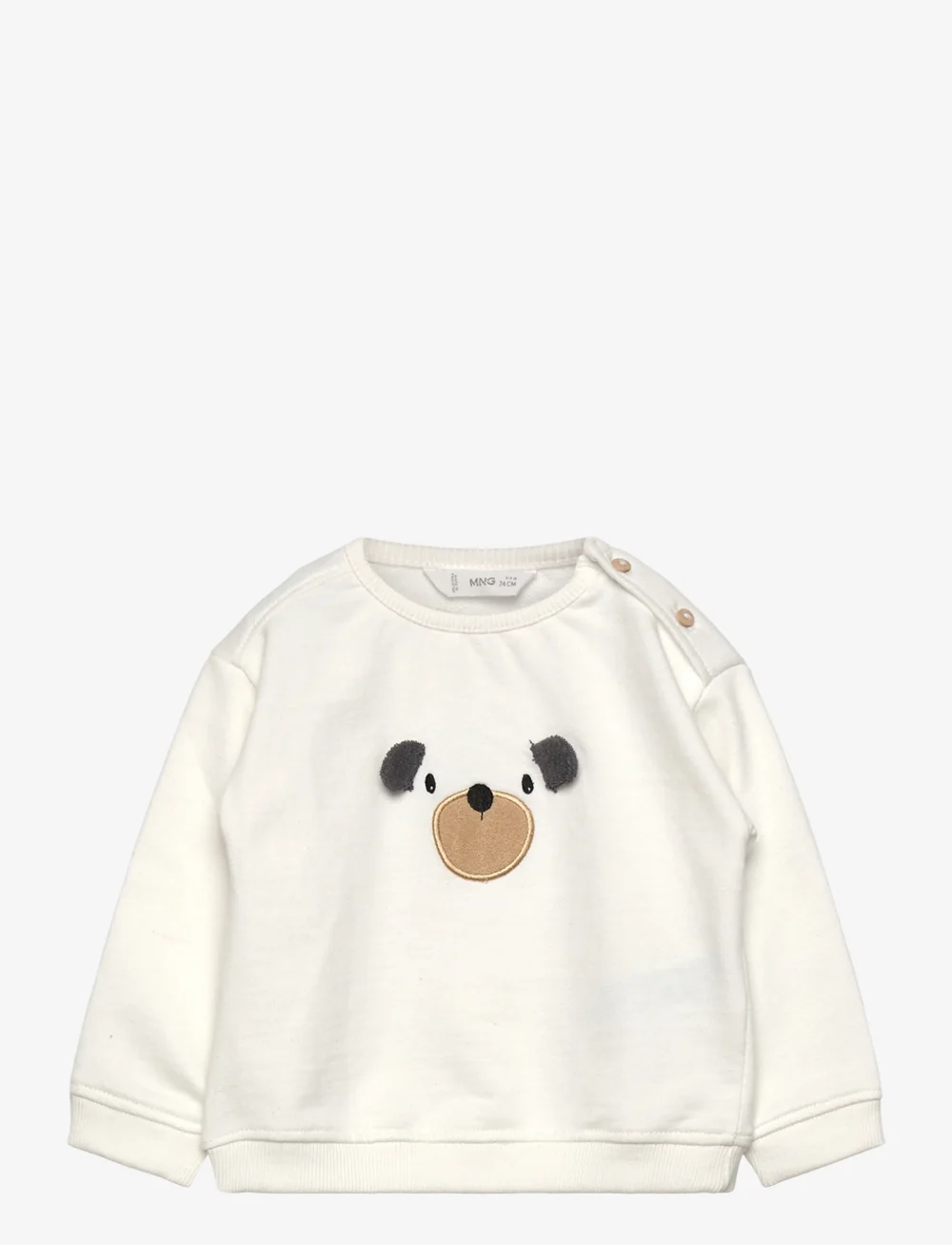 Mango - Sweatshirt with embroidered teddy bear - sweatshirts - natural white - 0