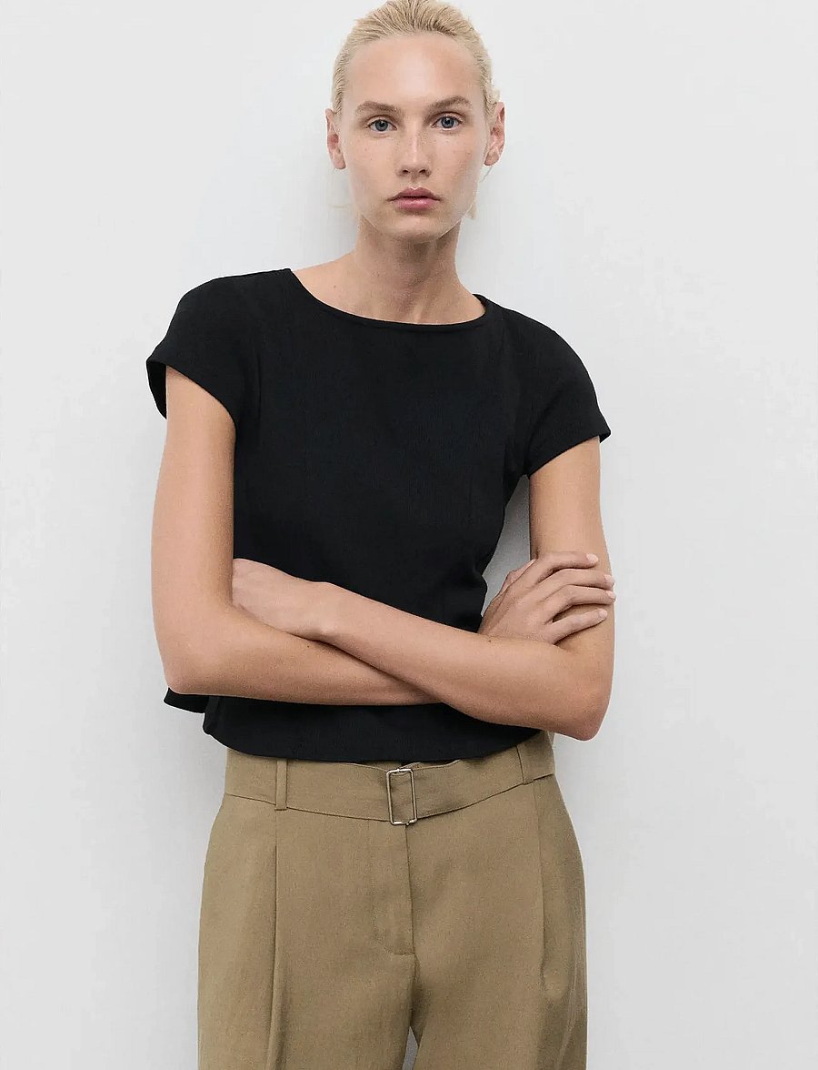 Mango - A-line cotton tee - t-shirts - black - 0