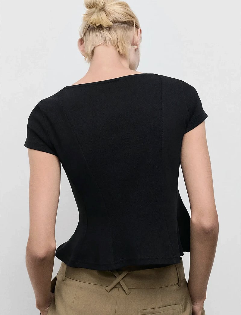 Mango - A-line cotton tee - t-shirts - black - 2