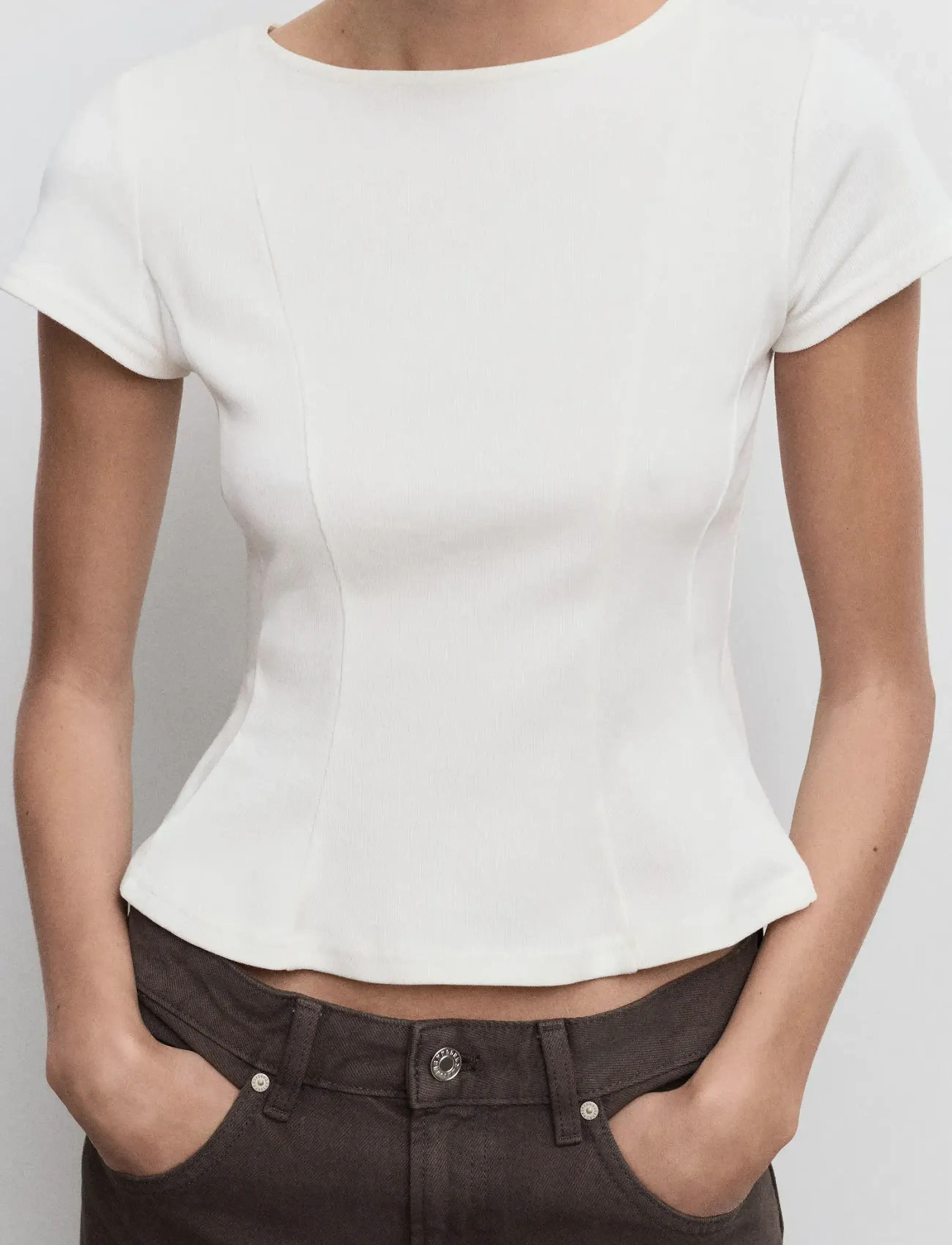 Mango A-line cotton tee - T-shirts & Toppe - WHITE / white