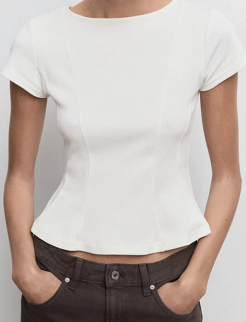 Mango - A-line cotton tee - t-shirts - white - 0
