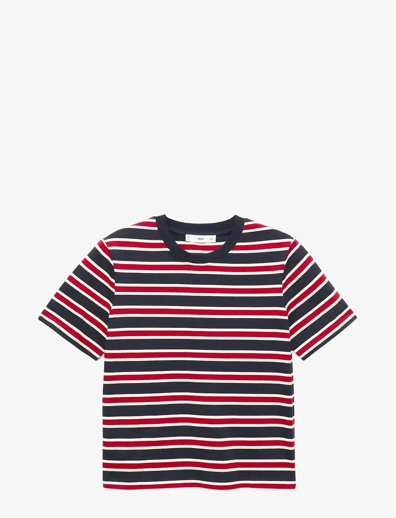 Mango - Striped cotton T-shirt - navy - 1