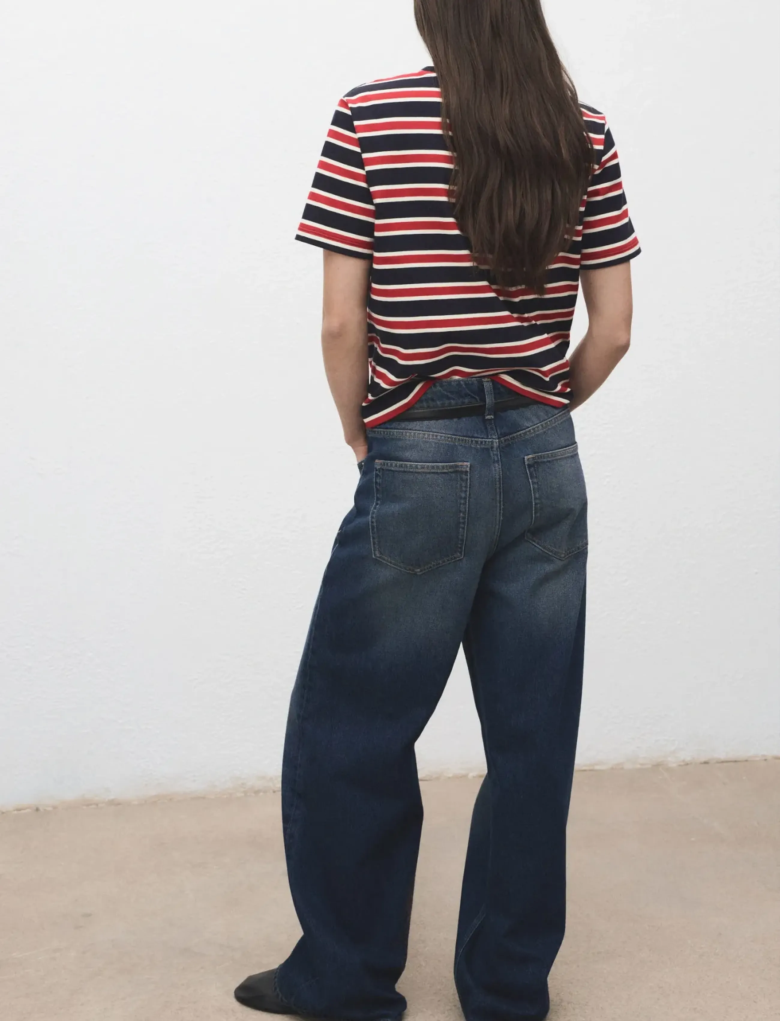 Mango - Striped cotton T-shirt - navy - 2