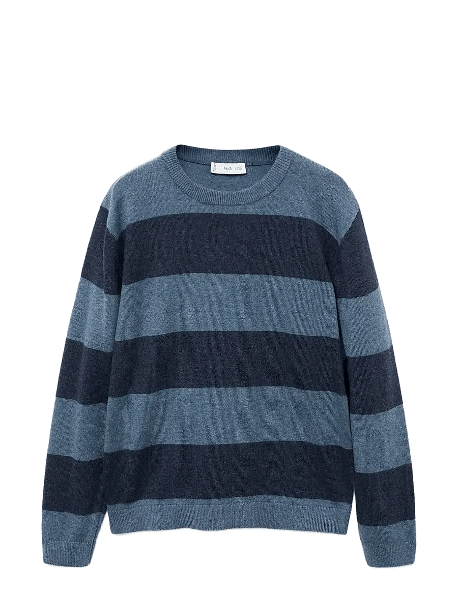 Mango - Knit striped sweater - trøjer - medium blue - 1