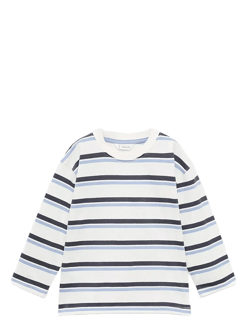 Mango - Striped cotton t-shirt - långärmade t-shirts - natural white - 1