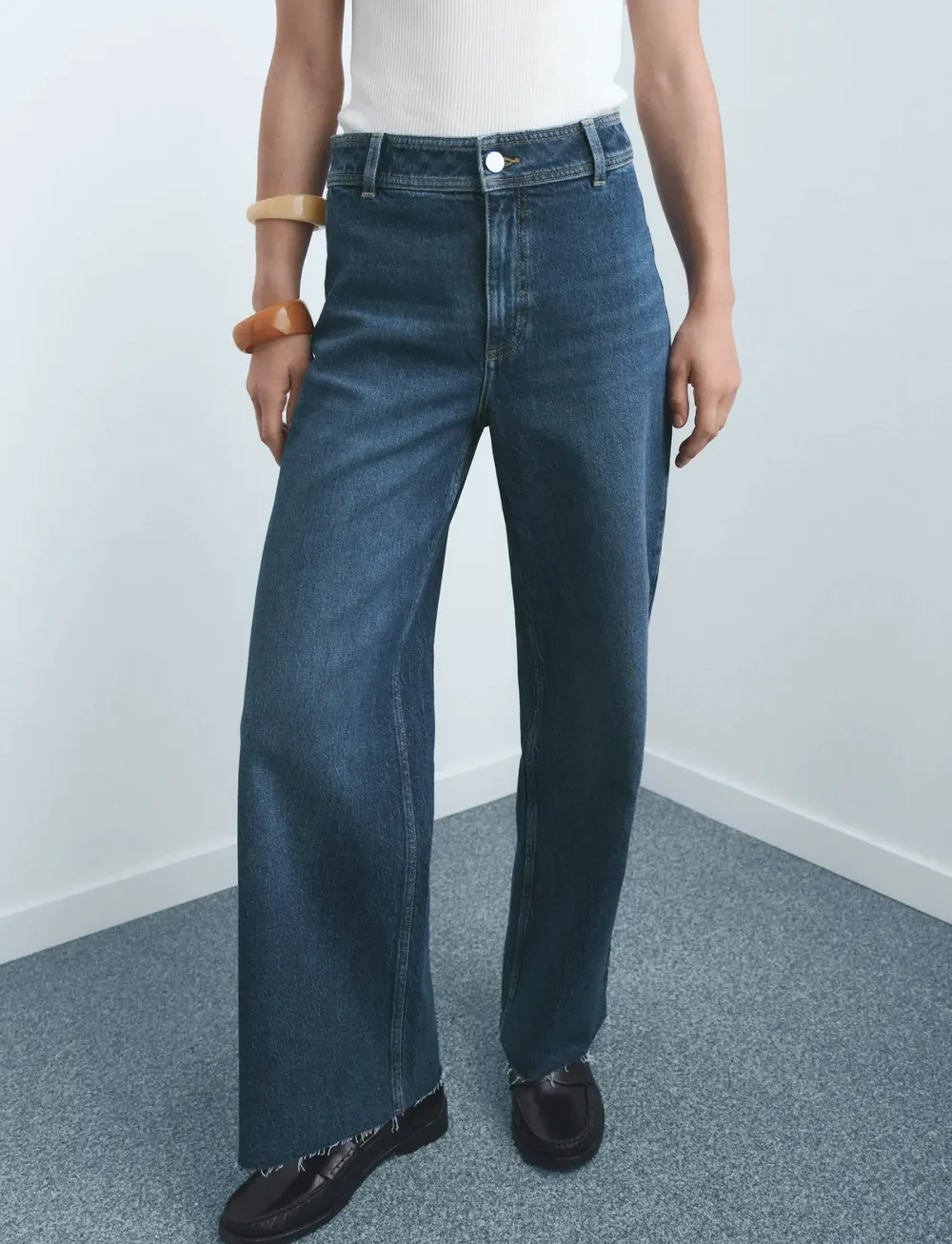 Mango - Catherin culotte high-rise jeans - brede jeans - open blue - 0